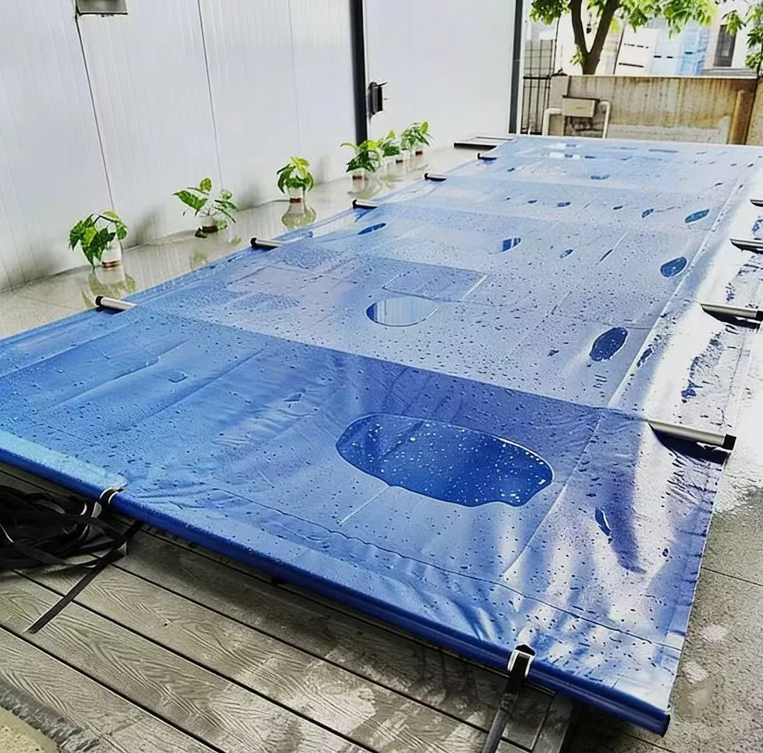 JX PVC Laminated Waterproof Breathable Anti-UV Blackout Organic Plain Weft Swimming Pool Covers Tarpaulin Coated - Image 2