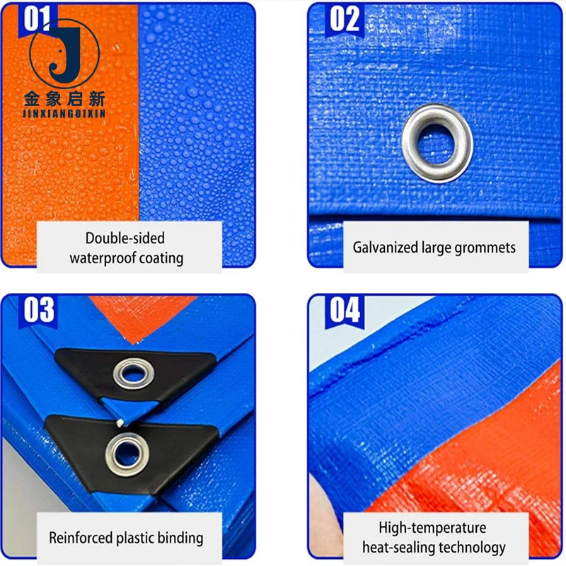 160gms Organic Coated Polyethylene Tarpaulin Trucking Covering Roll Waterproof Blackout Eco-Friendly Fabric Blue Orange Outdoor - Image 3