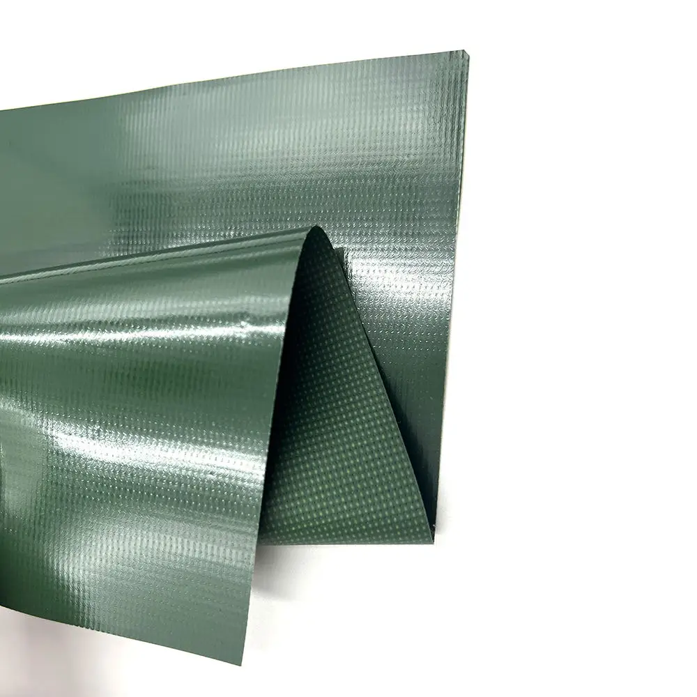 Green PVC Knife Coated Tarpaulin Heavy Duty Waterproof Truck Cover Fabric Waterproof UV Resistant Industrial Tarpaulin - Image 3