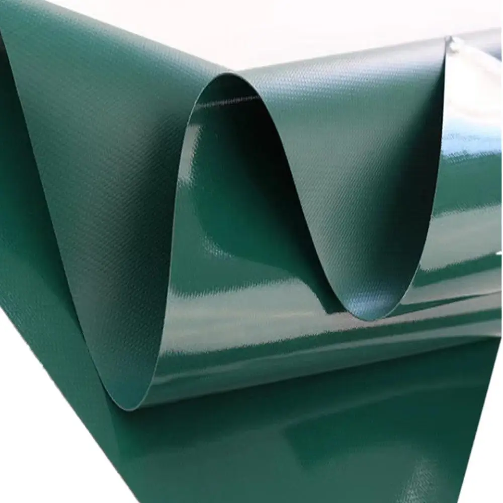 Green PVC Knife Coated Tarpaulin Heavy Duty Waterproof Truck Cover Fabric Waterproof UV Resistant Industrial Tarpaulin - Image 2