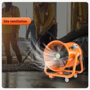 Portable 3000RPM Axial Flow Fan with Flexible Duct Hose for Industrial Exhaust Ventilation in Factories and Construction Sites