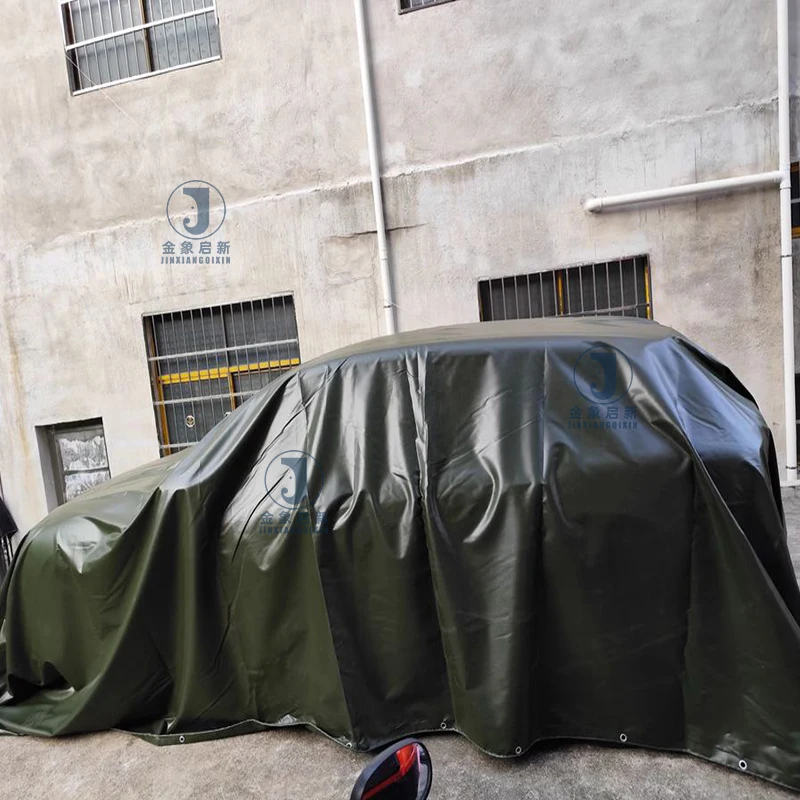 Secure Green PVC Coated Blackout Tarpaulin Truck Tent Cover Anti-Aging Waterproof Folding Design Breathable Woven Technics - Image 5