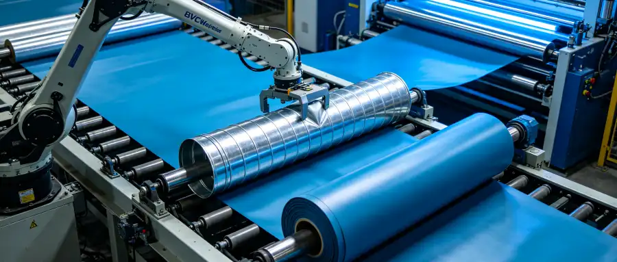 Industrial tarpaulins and air ducts in action