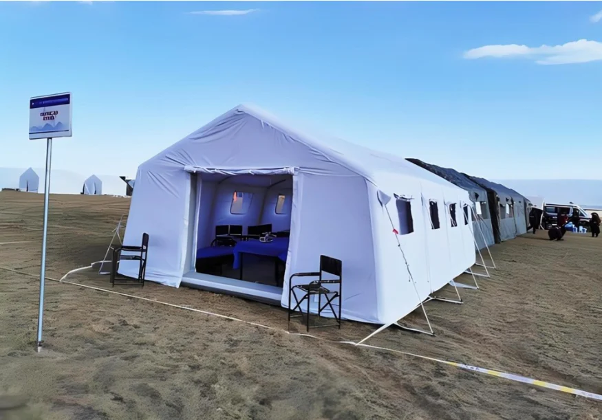 Inflatable Glamping Tent with Waterproof PVC Fabric for Quick Automatic Opening Outdoor Camping w/ Pump - Image 6