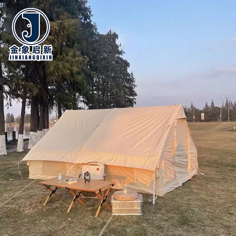 Inflatable Camping Tent 4-Person Khaki with UV Water-Resistant Fabric for 4-Season Use - Image 3