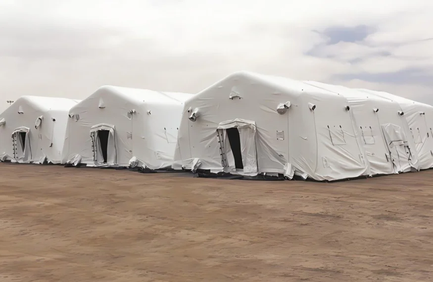 Inflatable Glamping Tent with Waterproof PVC Fabric for Quick Automatic Opening Outdoor Camping w/ Pump - Image 3