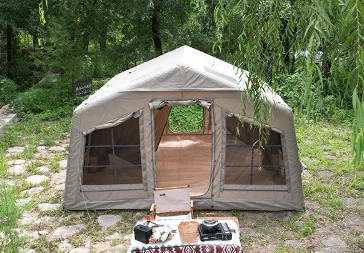 Inflatable Glamping Tent with Waterproof PVC Fabric for Quick Automatic Opening Outdoor Camping w/ Pump - Image 2