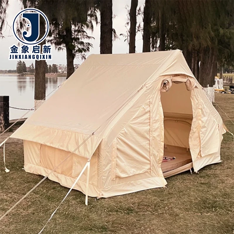 Inflatable Camping Tent 4-Person Khaki with UV Water-Resistant Fabric for 4-Season Use - Image 2