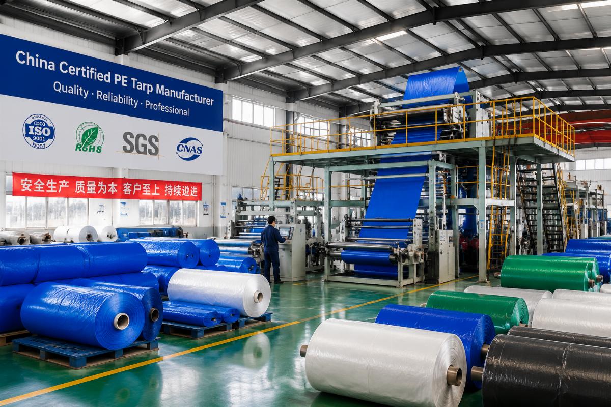China certified PE tarp manufacturer production facility