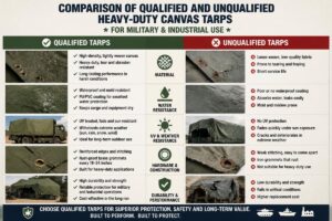 Comparison of qualified and unqualified heavy-duty canvas tarps for military and industrial use