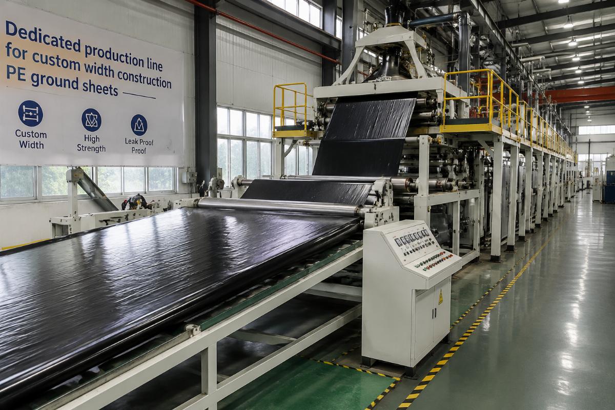 Dedicated production line for custom width construction PE ground sheets in factory