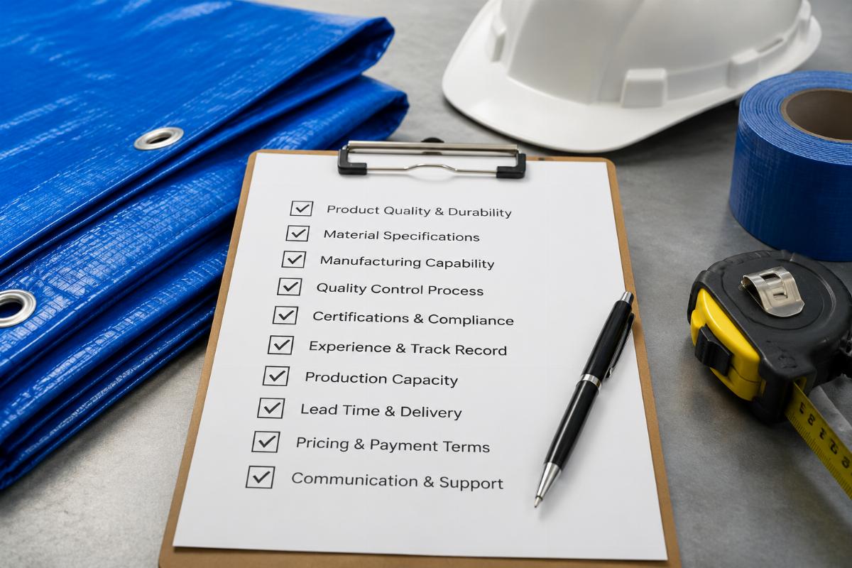 Supplier qualification checklist for construction PE tarp vendors